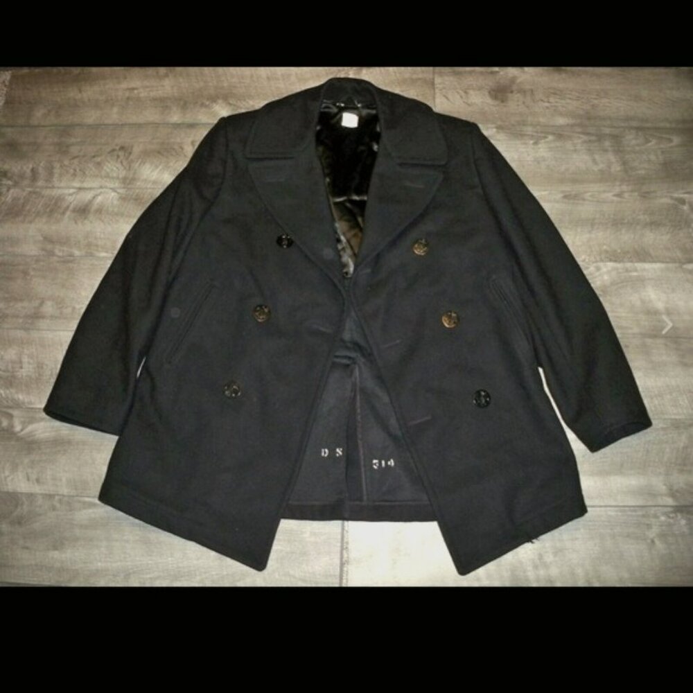 Vintage WOOL PeaCoat Jacket USA NAVY Men's Size 42